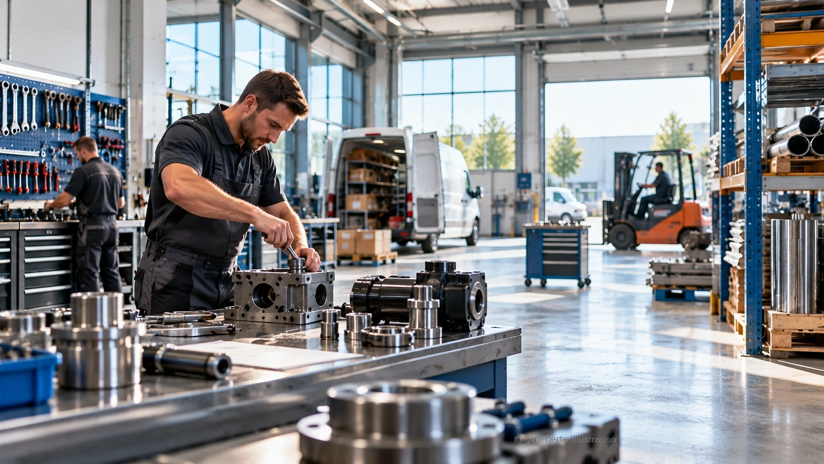 Lagerhalle mit technischen Betriebsmitteln
