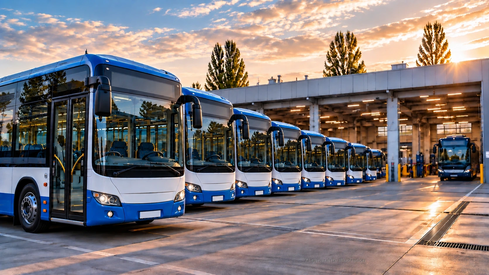 Busse auf einem Betriebshof